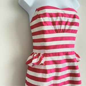 Lilly Pulitzer Women's Maybell Dress Barbie Pink and White Stripe Strapless Mini